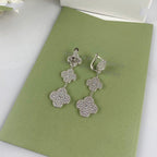 ??Loco?¡¥CLOVER 3 MOTIF DIAMOND SILVER DROP EARRINGS