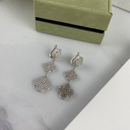 [moco jewellerys]クローバー 3モチーフ ダイヤモンド シルバー ドロップピアス