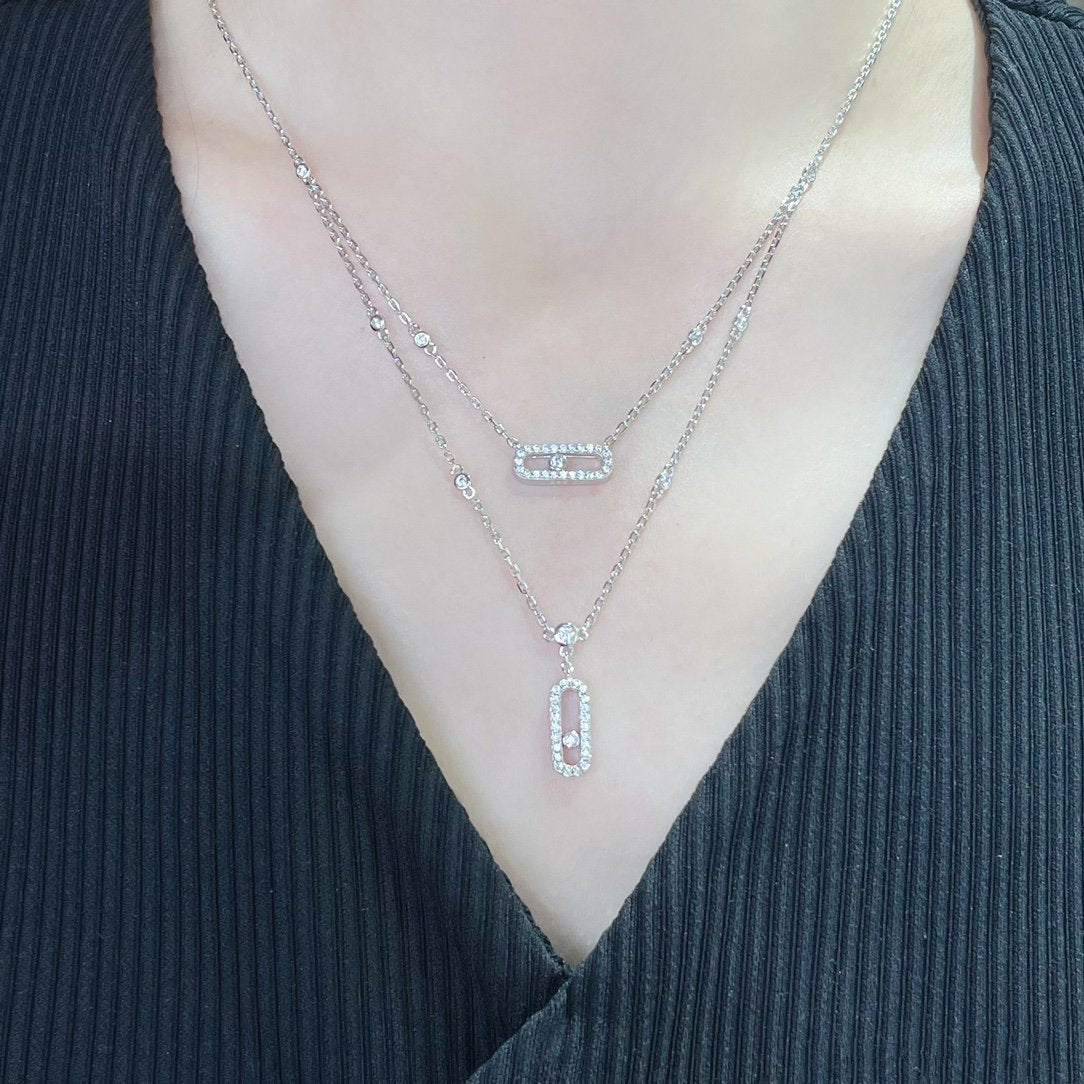 [moco jewelrys]MOVE 2 ROW DIAMOND NECKLACE