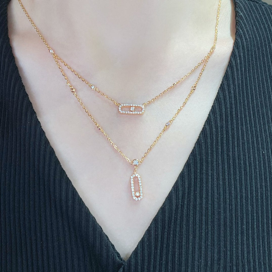 [moco jewelrys]MOVE 2 ROW DIAMOND NECKLACE