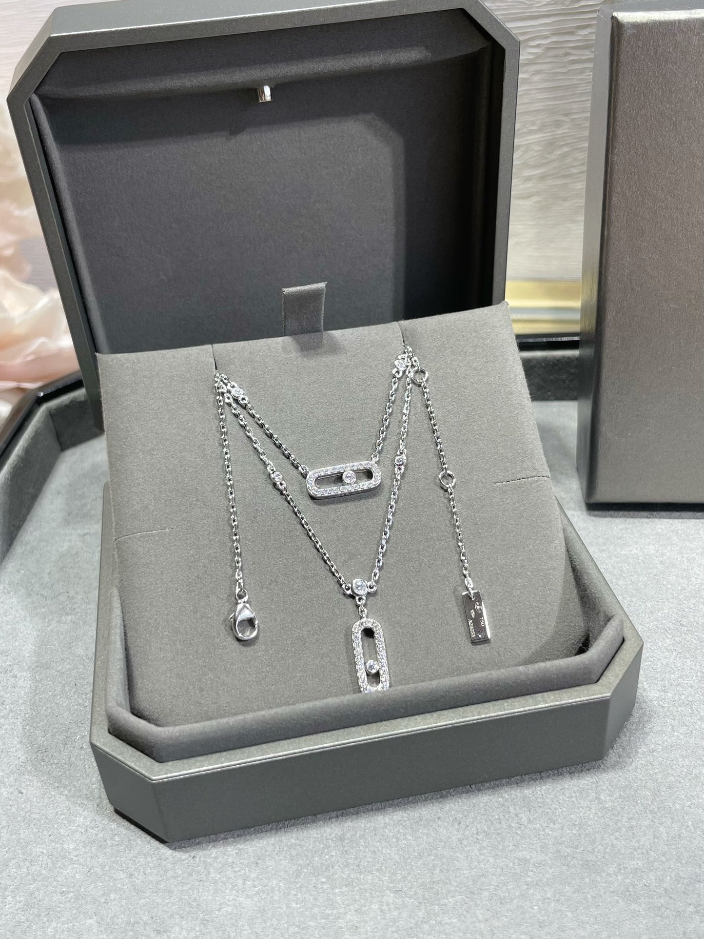 [moco jewelrys]MOVE 2 ROW DIAMOND NECKLACE