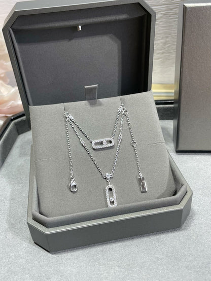 [moco jewelrys]MOVE 2 ROW DIAMOND NECKLACE