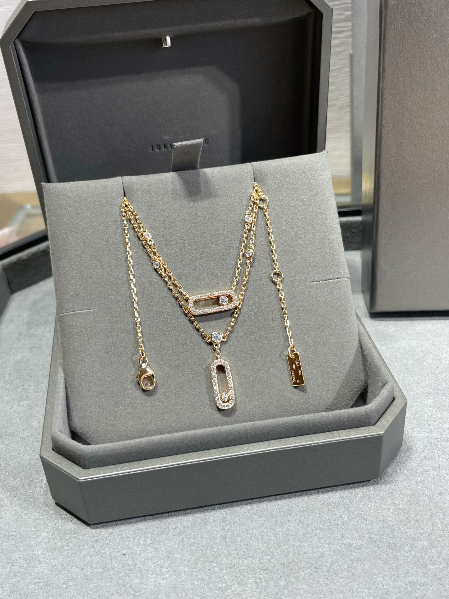 [moco jewelrys]MOVE 2 ROW DIAMOND NECKLACE