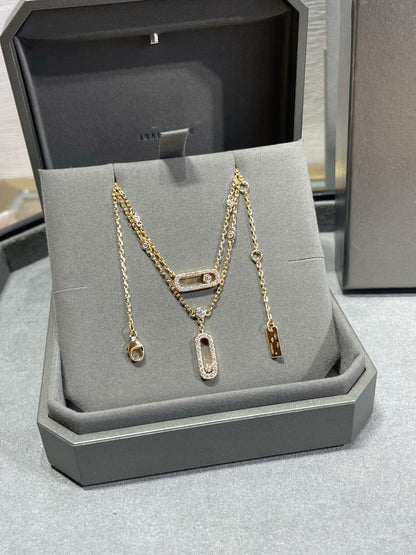 [moco jewelrys]MOVE 2 ROW DIAMOND NECKLACE