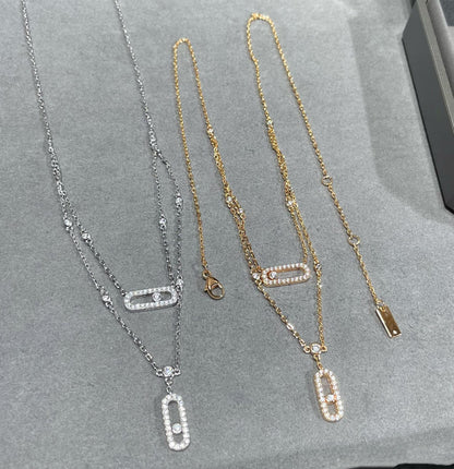 [moco jewelrys]MOVE 2 ROW DIAMOND NECKLACE