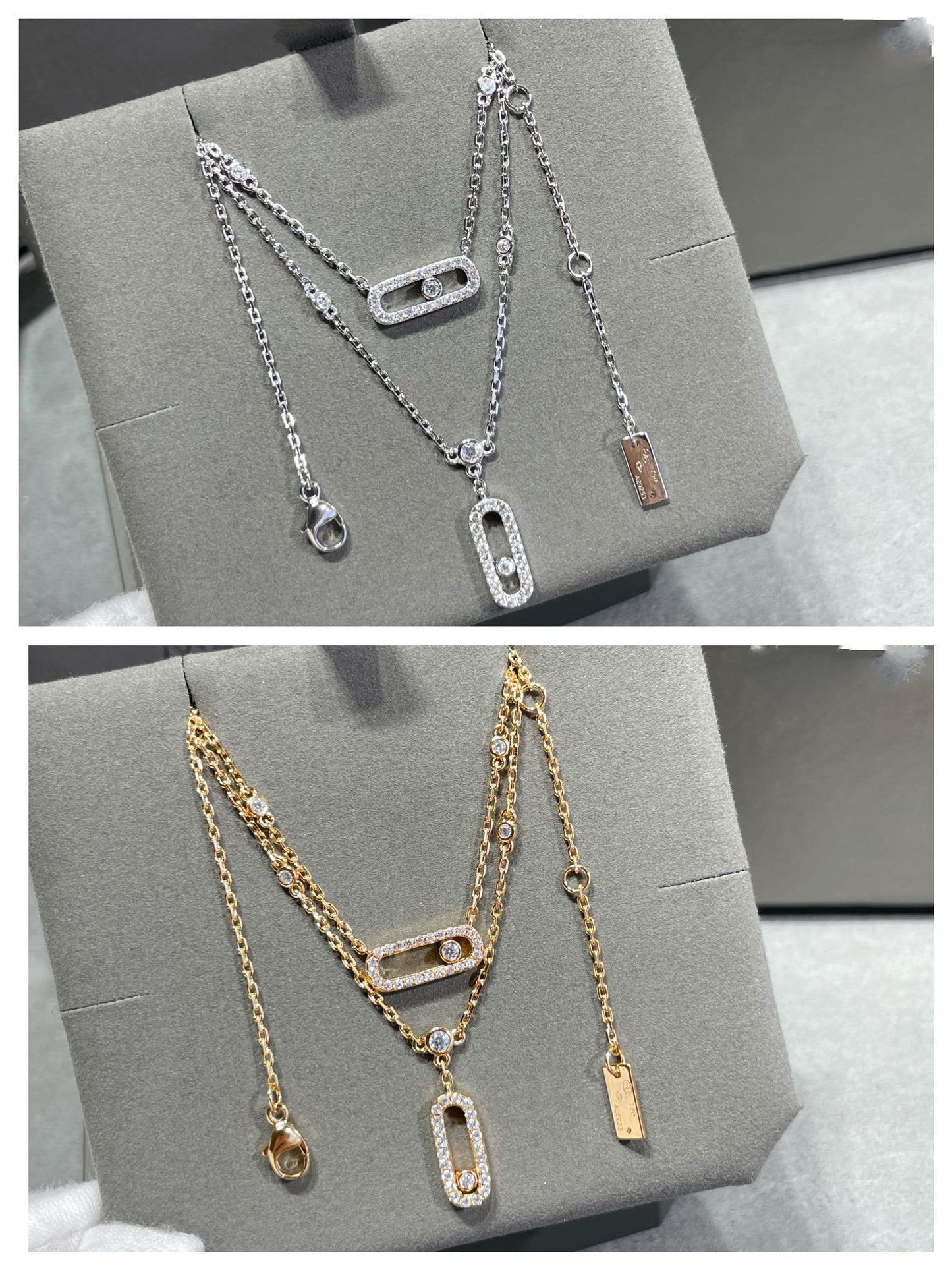 [moco jewelrys]MOVE 2 ROW DIAMOND NECKLACE