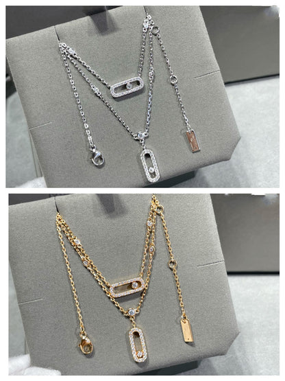 [moco jewelrys]MOVE 2 ROW DIAMOND NECKLACE
