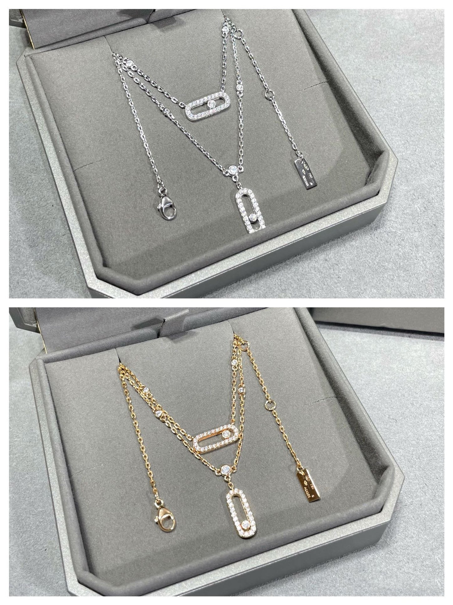 [moco jewelrys]MOVE 2 ROW DIAMOND NECKLACE
