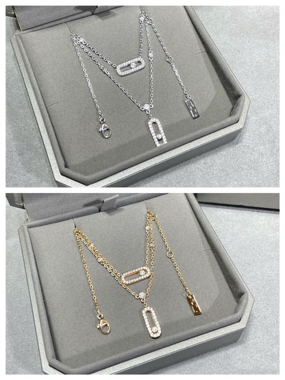 [moco jewelrys]MOVE 2 ROW DIAMOND NECKLACE