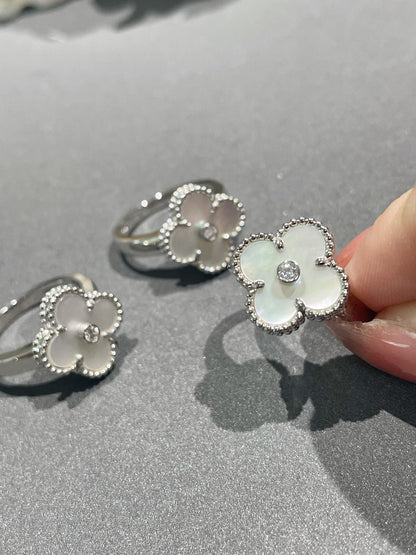 [moco jewelrys]CLOVER SILVER MOP DIAMOND RING