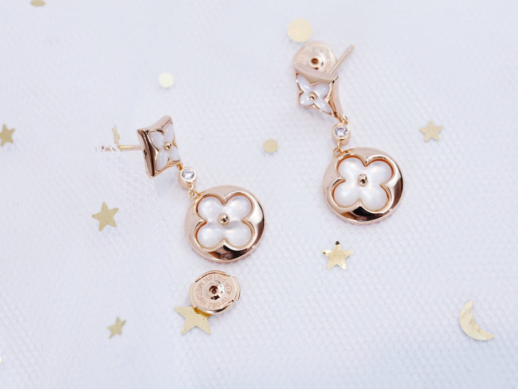 ??Loco?¡¥STAR AND SUN PINK GOLD MOP DROP EARRINGS