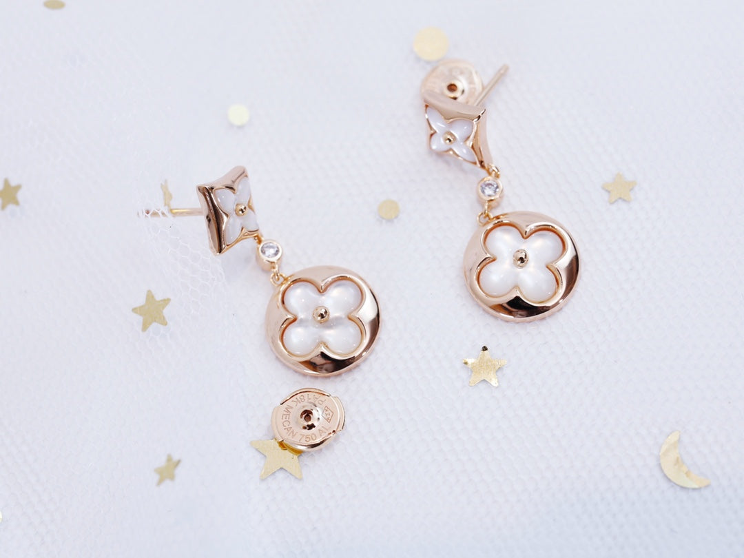 ??Loco?¡¥STAR AND SUN PINK GOLD MOP DROP EARRINGS
