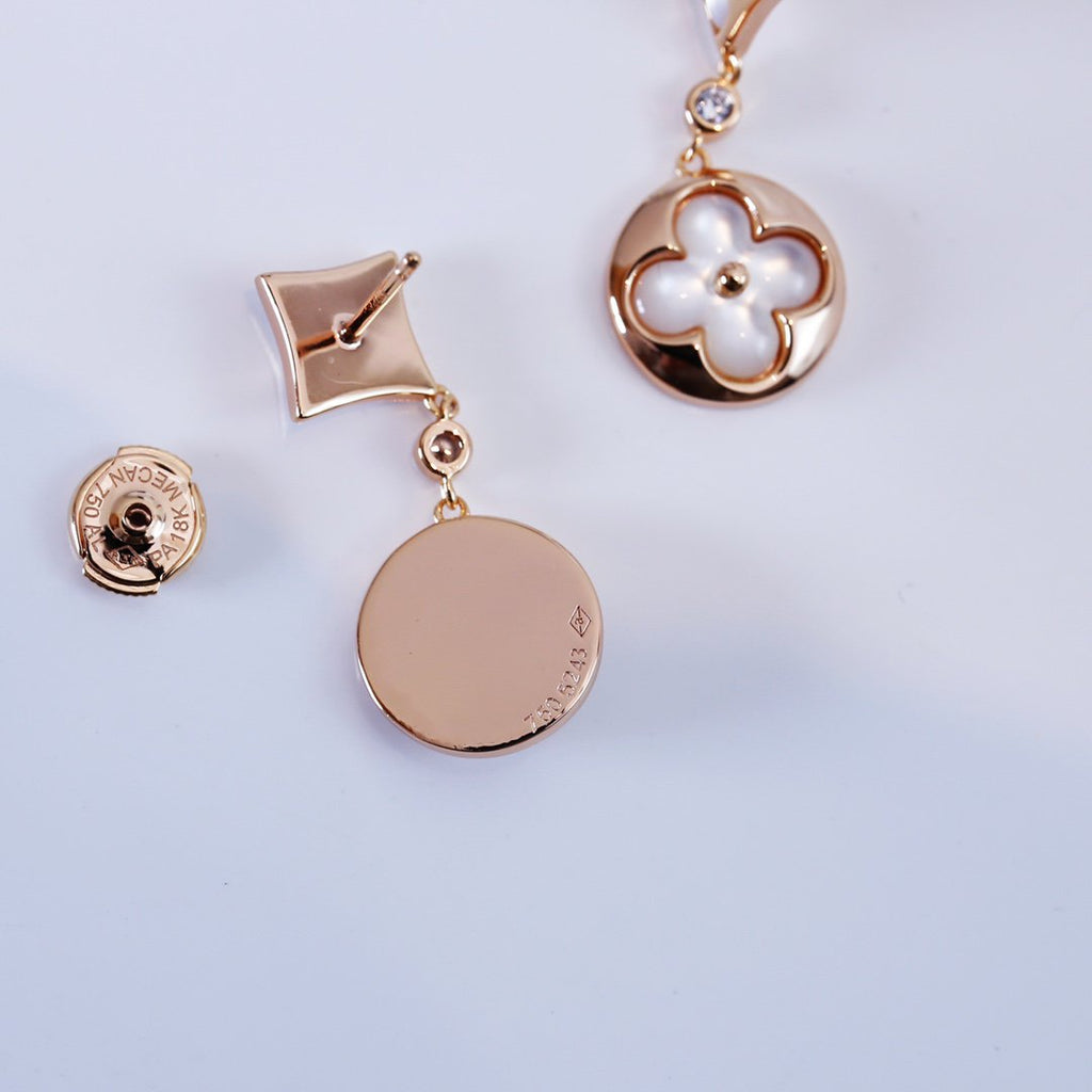 ??Loco?¡¥STAR AND SUN PINK GOLD MOP DROP EARRINGS
