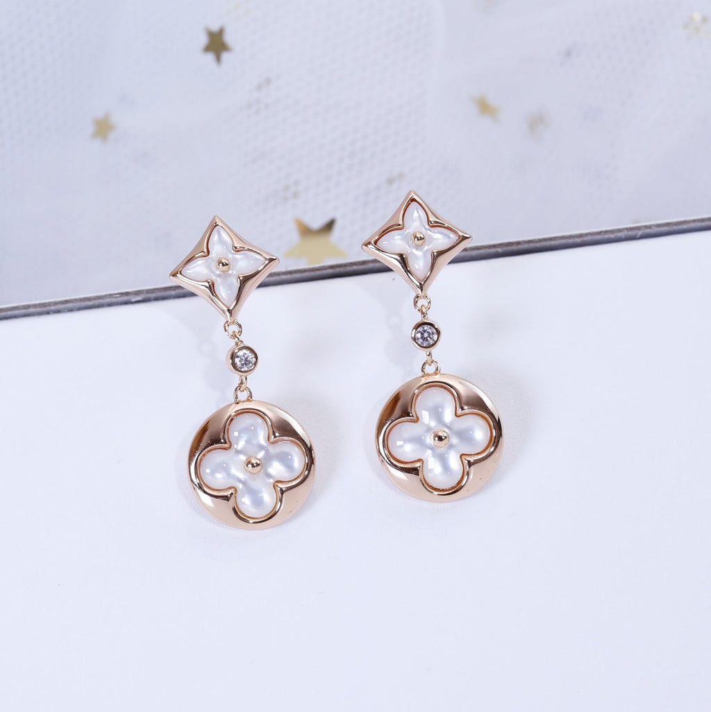 ??Loco?¡¥STAR AND SUN PINK GOLD MOP DROP EARRINGS