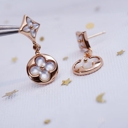 [moco jewelrys]STAR AND SUN PINK GOLD MOP DROP EARRINGS