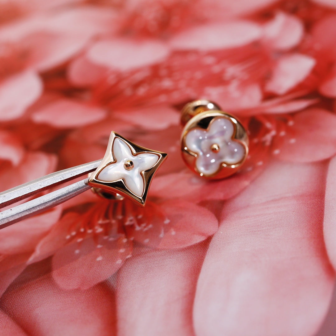??Loco?¡¥STAR AND SUN PINK GOLD MOP STUD EARRINGS