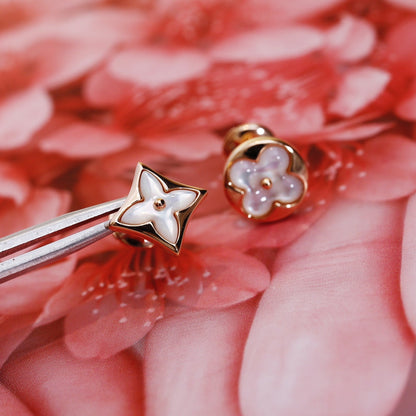 [moco jewelrys]STAR AND SUN PINK GOLD MOP STUD EARRINGS