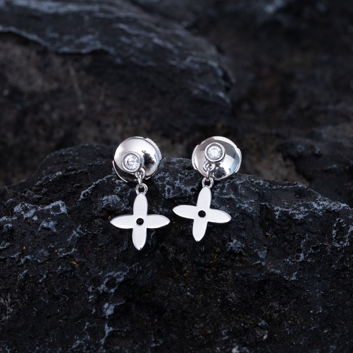 [moco jewellerys]VIDYLLE シルバー ダイヤモンド ミニドロップイヤリング