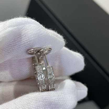 [moco jewelrys]LOVE DIAMOND SILVER HOOP EARRINGS