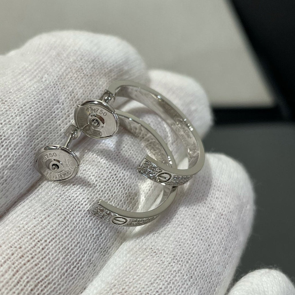 ??Loco?¡¥LOVE DIAMOND SILVER HOOP EARRINGS