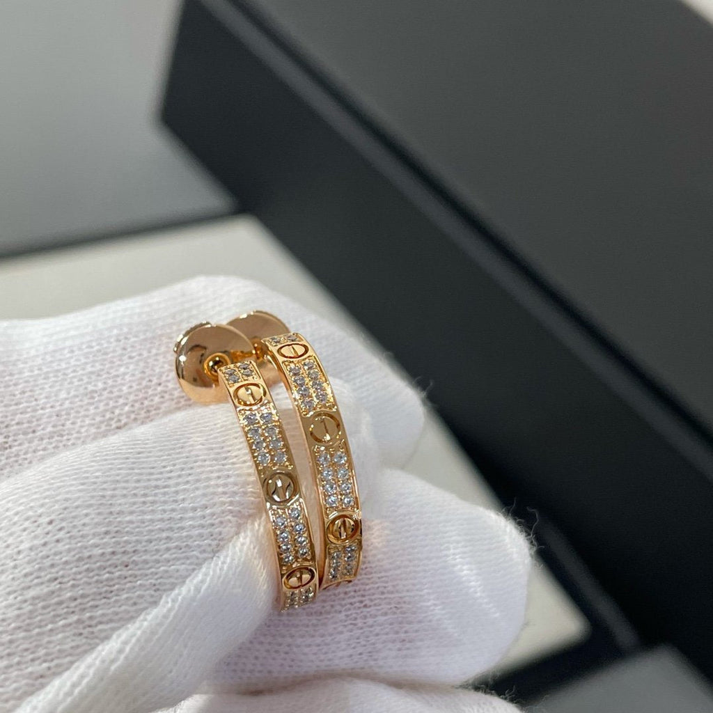 ??Loco?¡¥LOVE DIAMOND PINK GOLD HOOP EARRINGS