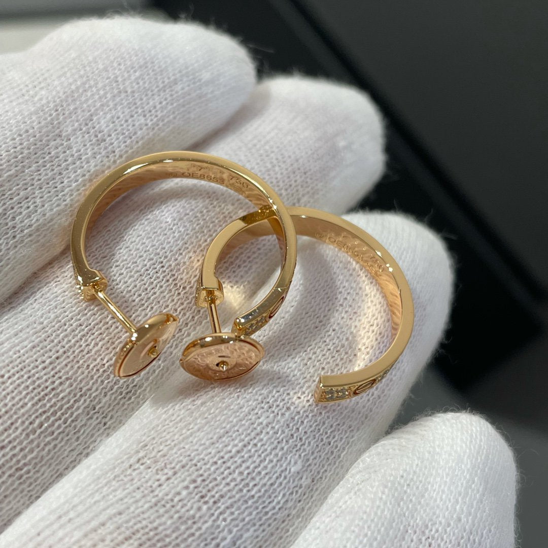 ??Loco?¡¥LOVE DIAMOND PINK GOLD HOOP EARRINGS