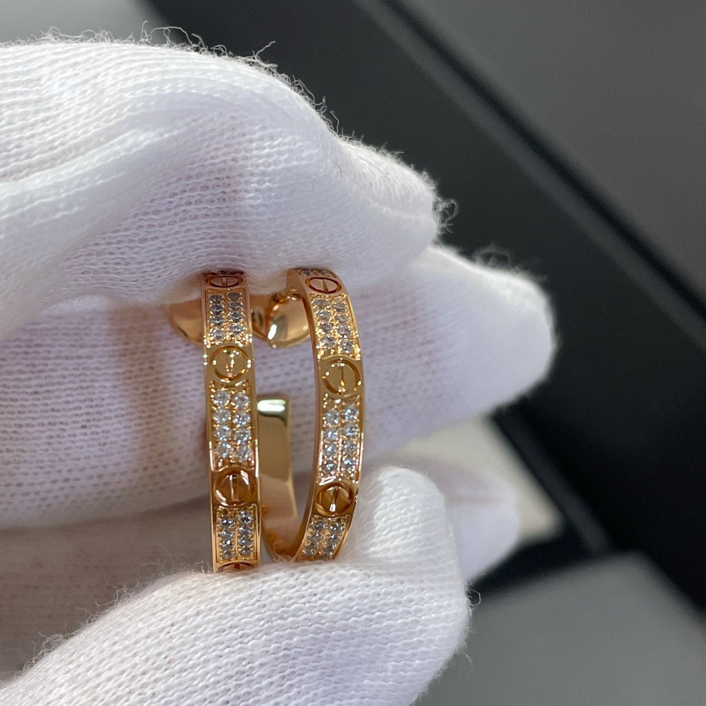 ??Loco?¡¥LOVE DIAMOND PINK GOLD HOOP EARRINGS