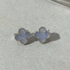 ??Loco?¡¥CLOVER CHALCEDONY SILVER STUD EARRINGS