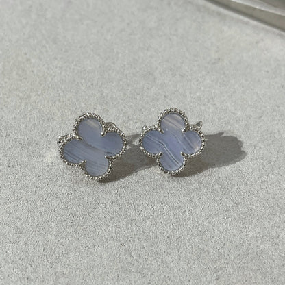 [moco jewellerys]クローバーカルセドニーシルバースタッドピアス