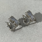 ??Loco?¡¥CLOVER CHALCEDONY SILVER STUD EARRINGS