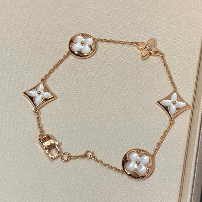 [moco jewelrys]Armband mit Stern- und Sonnenmotiv, 5-teilig, Perlmutt, roségolden