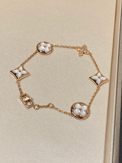 [moco jewelrys]Armband mit Stern- und Sonnenmotiv, 5-teilig, Perlmutt, roségolden
