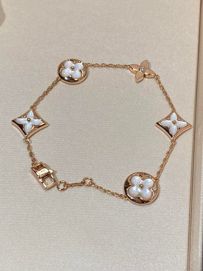 [moco jewelrys]Armband mit Stern- und Sonnenmotiv, 5-teilig, Perlmutt, roségolden