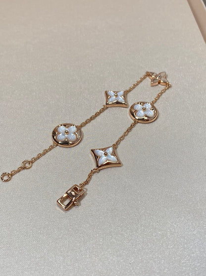 [moco jewelrys]Armband mit Stern- und Sonnenmotiv, 5-teilig, Perlmutt, roségolden