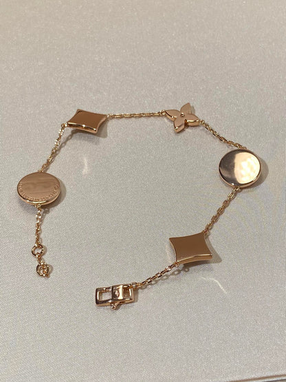 [moco jewelrys]Armband mit Stern- und Sonnenmotiv, 5-teilig, Perlmutt, roségolden
