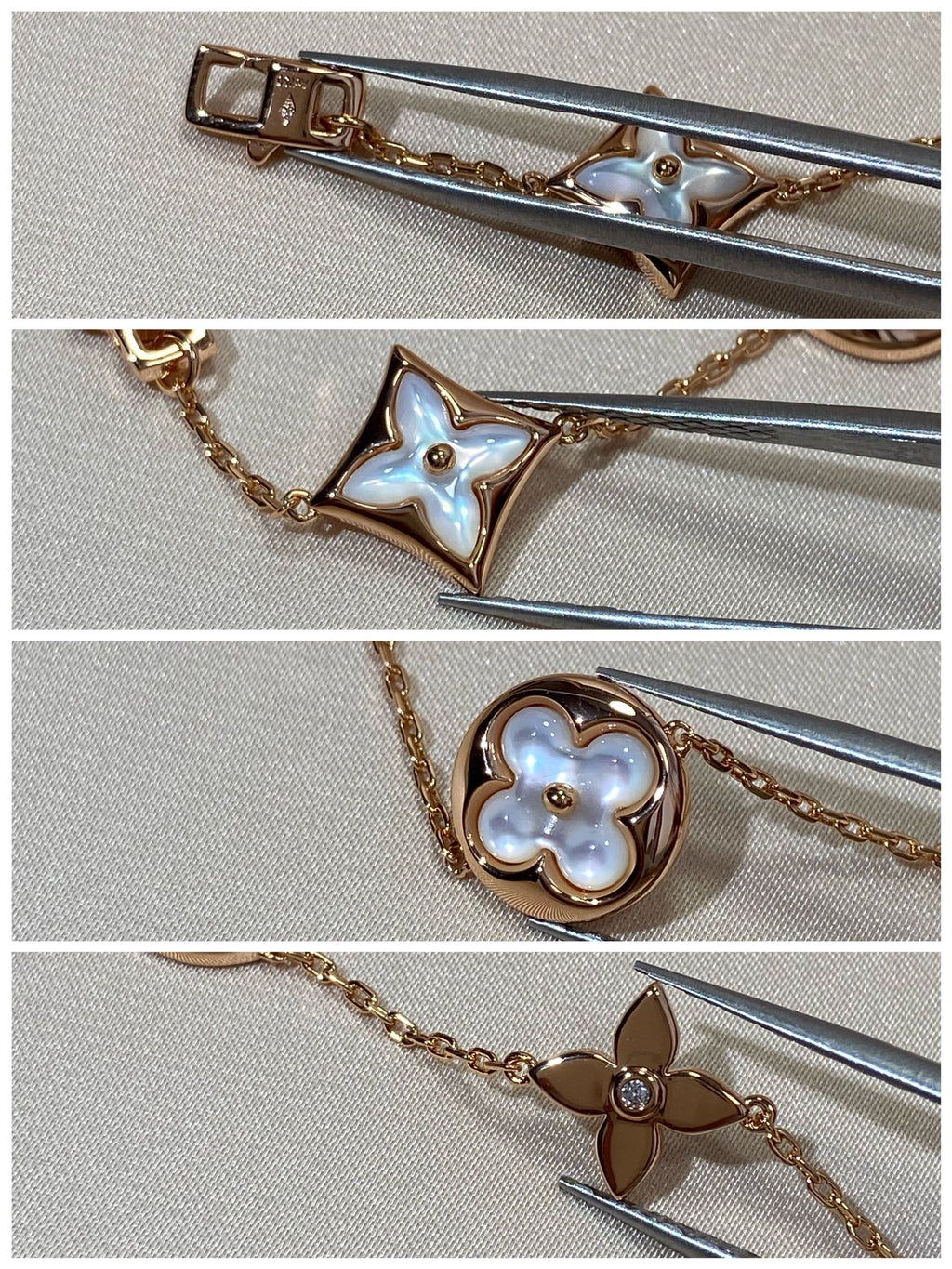 ??Loco?¡¥STAR AND SUN 5 MOTIF MOP PINK GOLD BRACELET