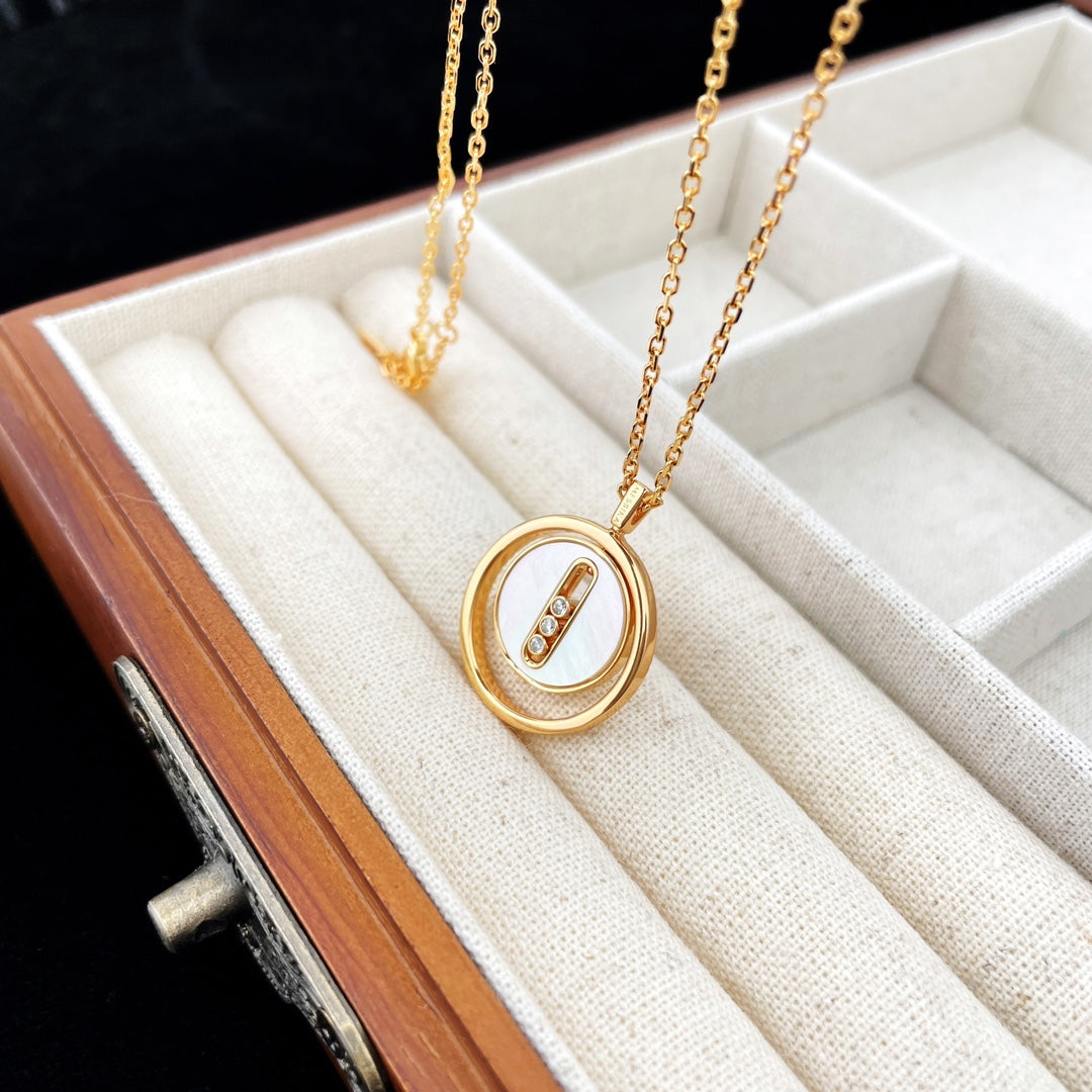 [moco jewelrys]LUCKY MOVE MOP PINK GOLD NECKLACE