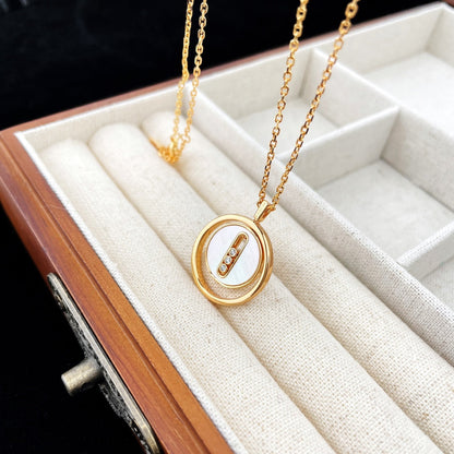 [moco jewelrys]LUCKY MOVE MOP PINK GOLD NECKLACE