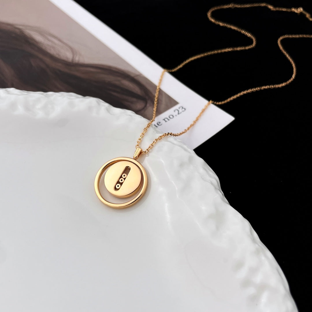 [moco jewelrys]LUCKY MOVE MOP PINK GOLD NECKLACE