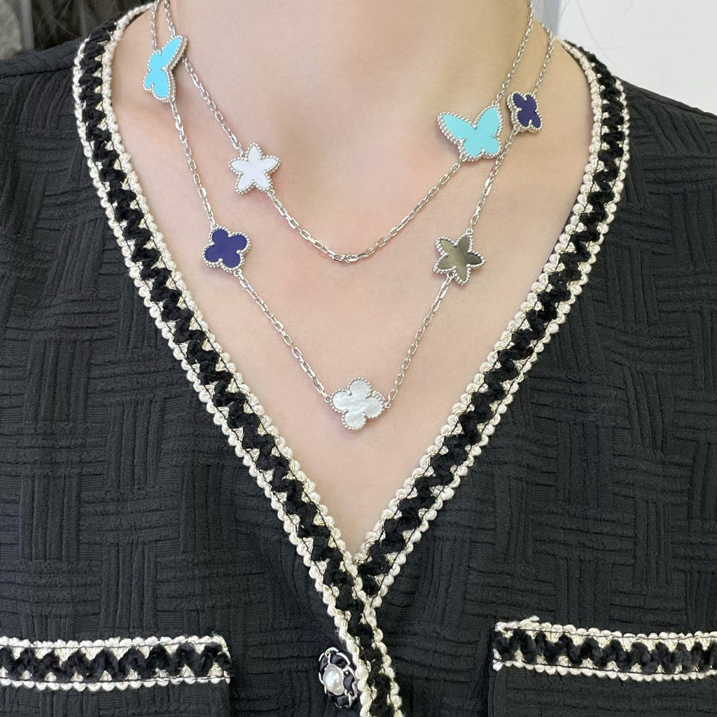 ??Loco?¡¥LUCKY CLOVER SILVER 11 MOTIF NECKLACE