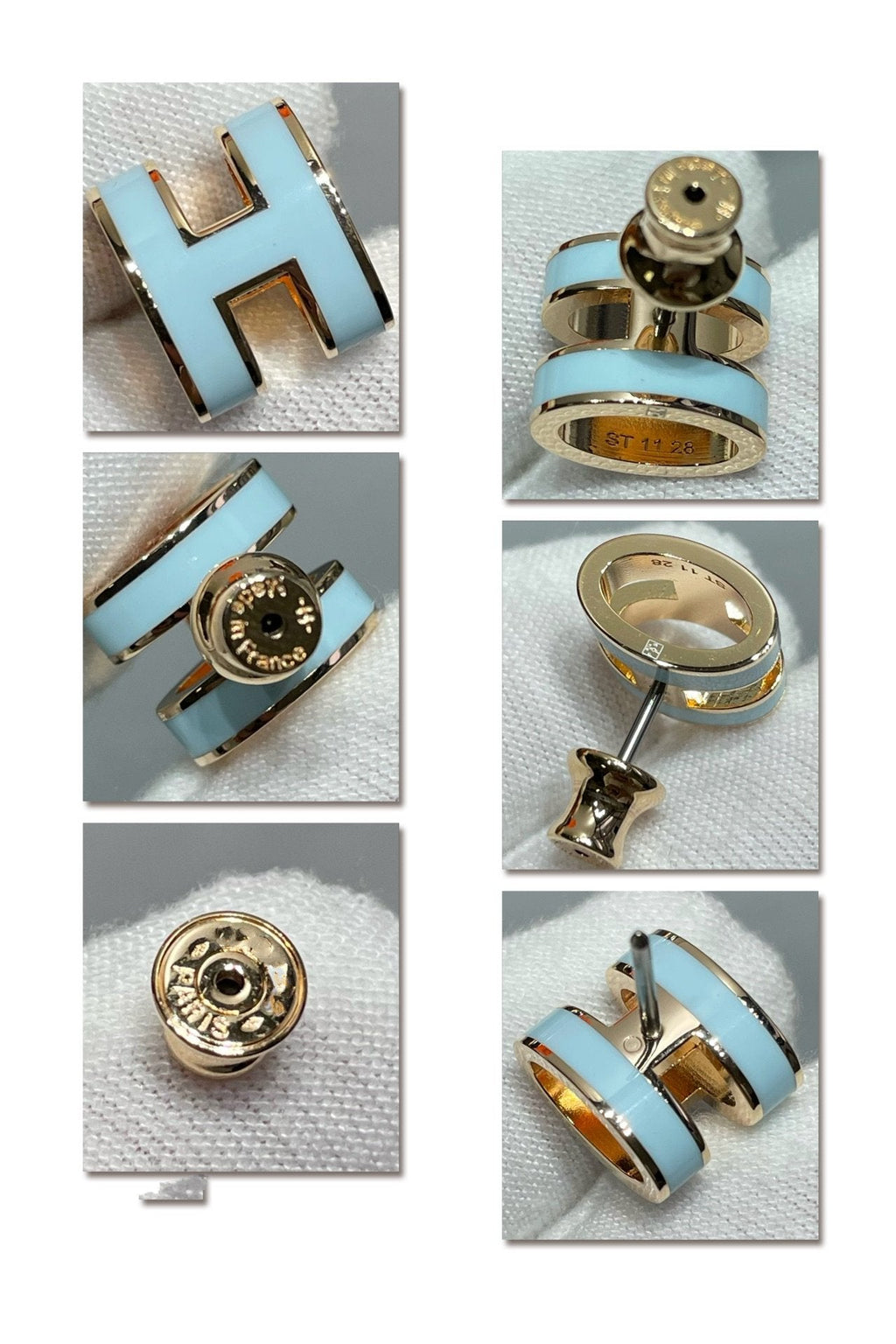 ??Loco?¡¥POP H SKY BLUE STUD EARRINGS
