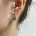 ??Loco?¡¥LOVE CERAMIC DIAMOND PAVED SILVER EARRINGS