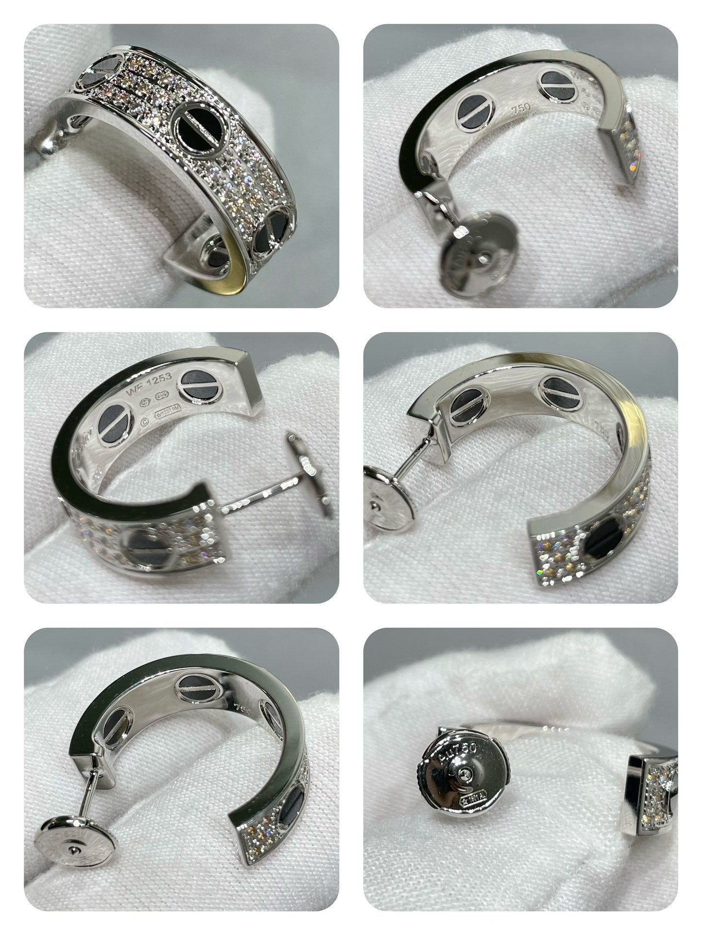 ??Loco?¡¥LOVE CERAMIC DIAMOND PAVED SILVER EARRINGS