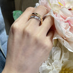 ??Loco?¡¥LOVE PINK GOLD SILVER DIAMOND DOUBLE RING