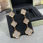 ??Loco?¡¥CLOVER 3 MOTIFS DIAMOND PAVED ROSE GOLD EARRINGS