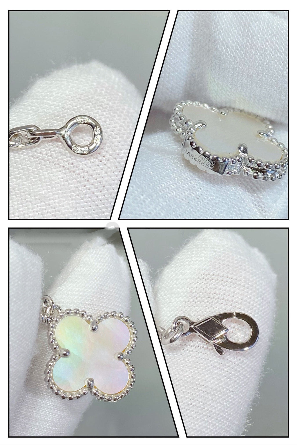 ??Loco?¡¥CLOVER 5 MOTIF WHITE MOP SILVER BRACELET