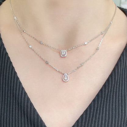 [moco jewelrys]MY TWIN 2 ROW DIAMOND NECKLACE