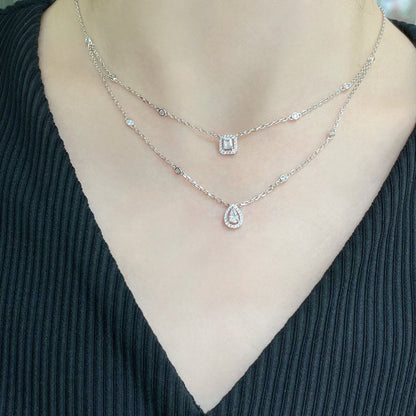 [moco jewelrys]MY TWIN 2 ROW DIAMOND NECKLACE