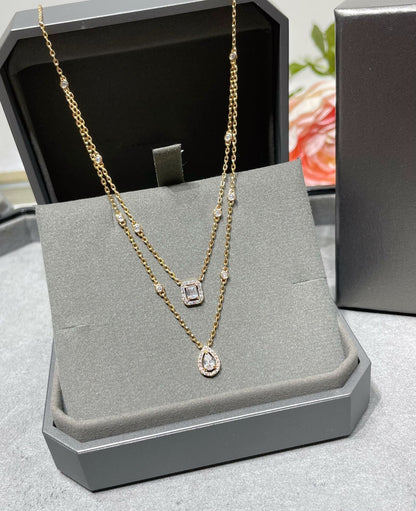 [moco jewelrys]MY TWIN 2 ROW DIAMOND NECKLACE