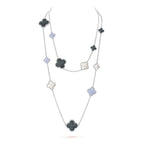 ??Loco?¡¥CLOVER 16 MOTIF CHALCEDONY MOP SILVER NECKLACE